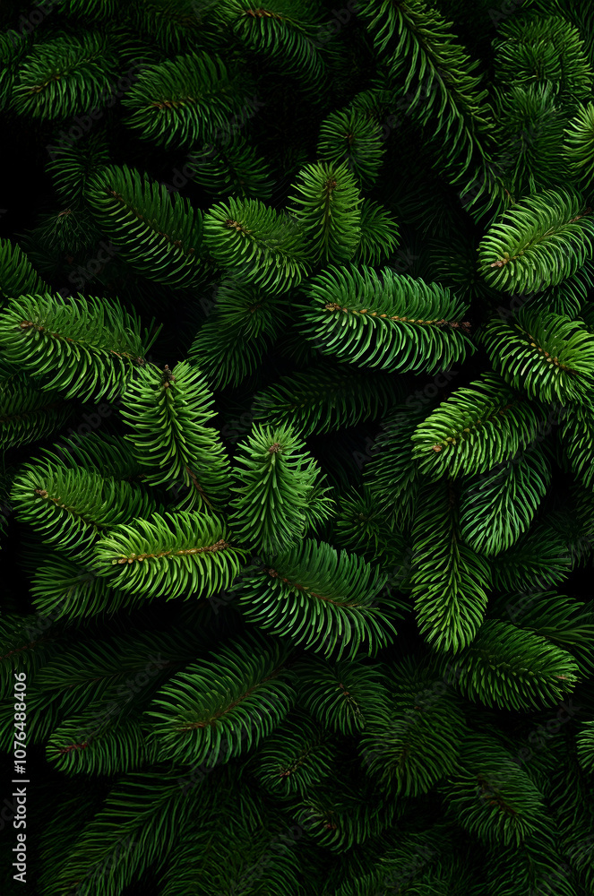 Fir branches green needle abstract background Christmas texture. Vertical composition. Fir branches green needle abstract background Christmas texture. Vertical composition.