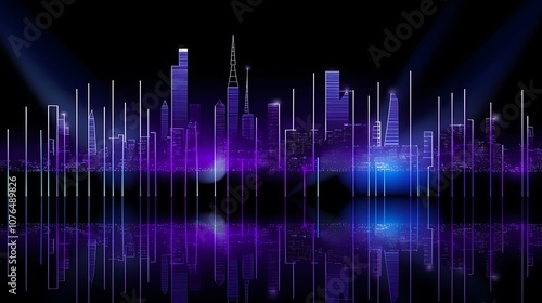 Abstract Neon Cityscape with Purple and Blue Lights