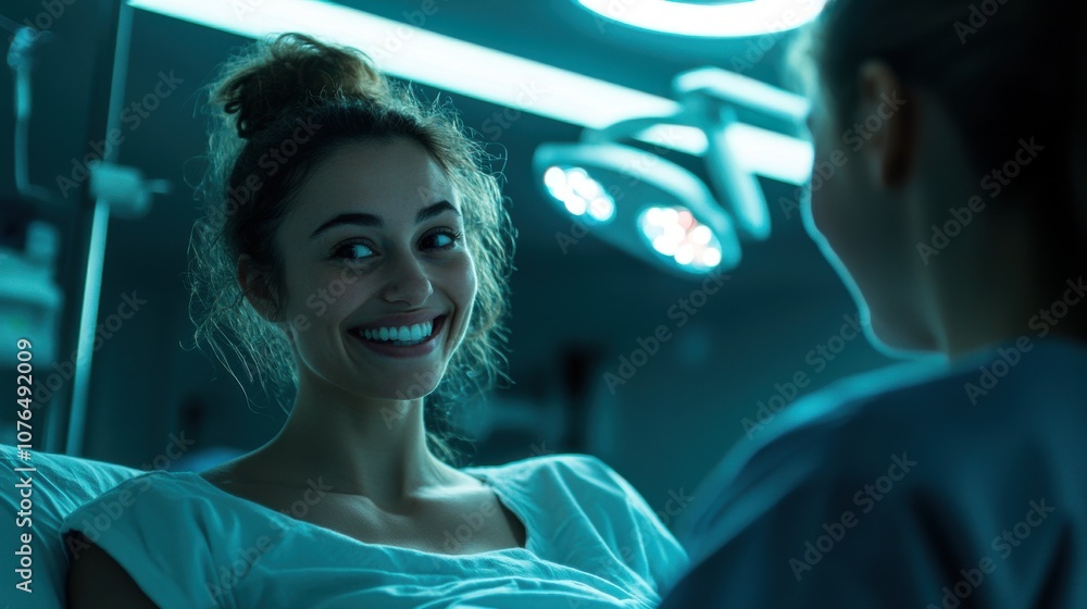 Patient Assistance with Reassuring Smile in Bright Room Patient Assistance with Reassuring Smile in Bright Room