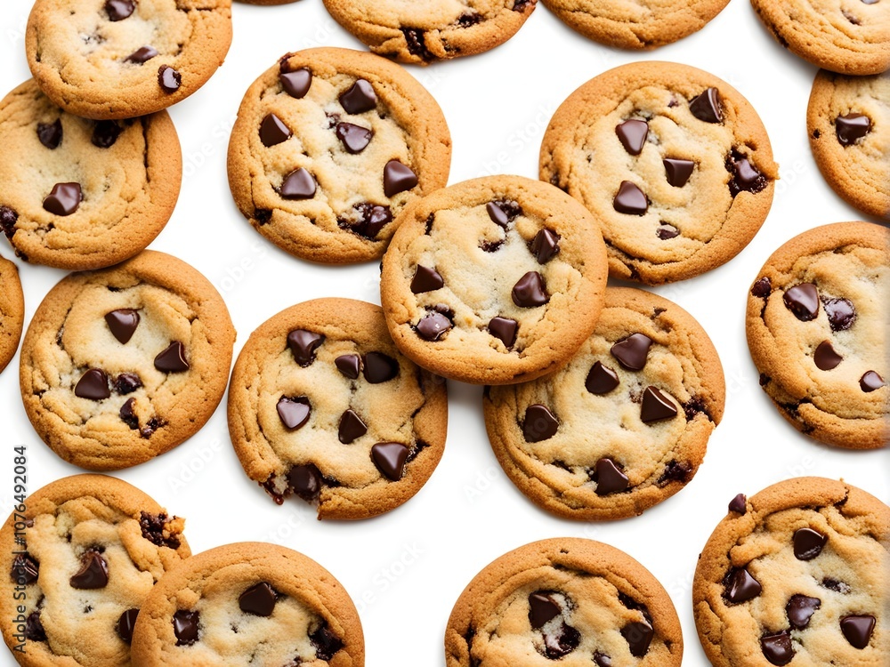 A plate of chocolate chip cookies, isolated on a white background A plate of chocolate chip cookies, isolated on a white background