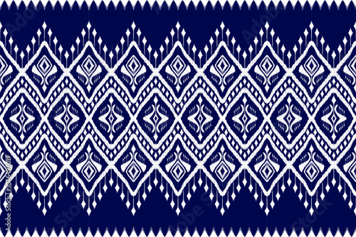 Beautiful ethnic tribal pattern rug. Aztec seamless pattern. fabric folk embroidery. Ikat style. for carpet, clothing, batik, motif.