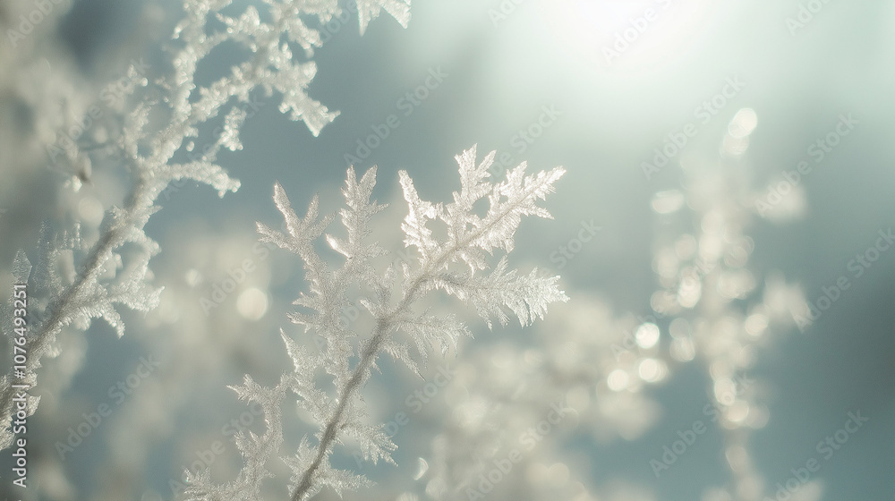A close-up of intricate frost patterns on a window, backlit by soft natural light, creating a mesmerizing winter scene. The frosty designs resemble snowflakes and branches, capturing the delicate A close-up of intricate frost patterns on a window, backlit by soft natural light, creating a mesmerizing winter scene. The frosty designs resemble snowflakes and branches, capturing the delicate