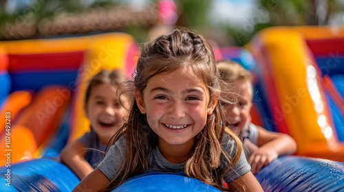 Wallpaper Mural Laughing children have fun on bouncy castle Torontodigital.ca