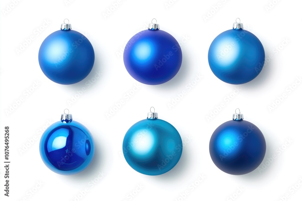 Obraz premium Six blue ornaments on a white background