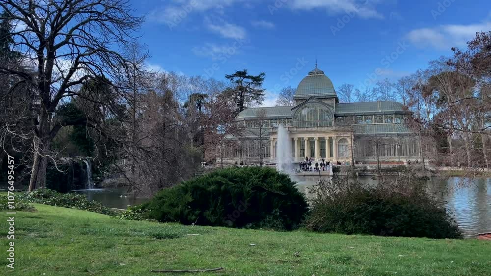 custom made wallpaper toronto digitalMadrid, Spain - February 23, 2023, Timelapse of Palacio de Cristal , Glass Palace, in Buen Retiro Park in Madrid, Spain. High quality video