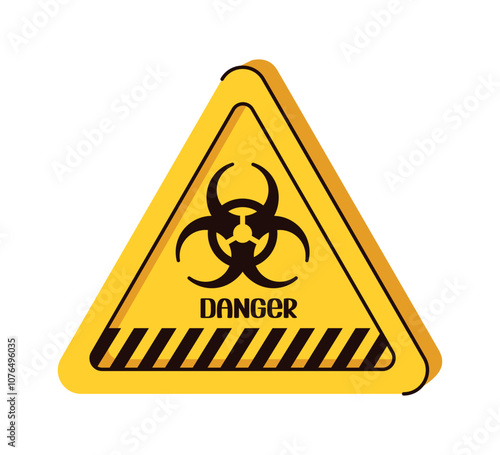 Biohazard triangle symbol. Hand draw, vector flat illustration.