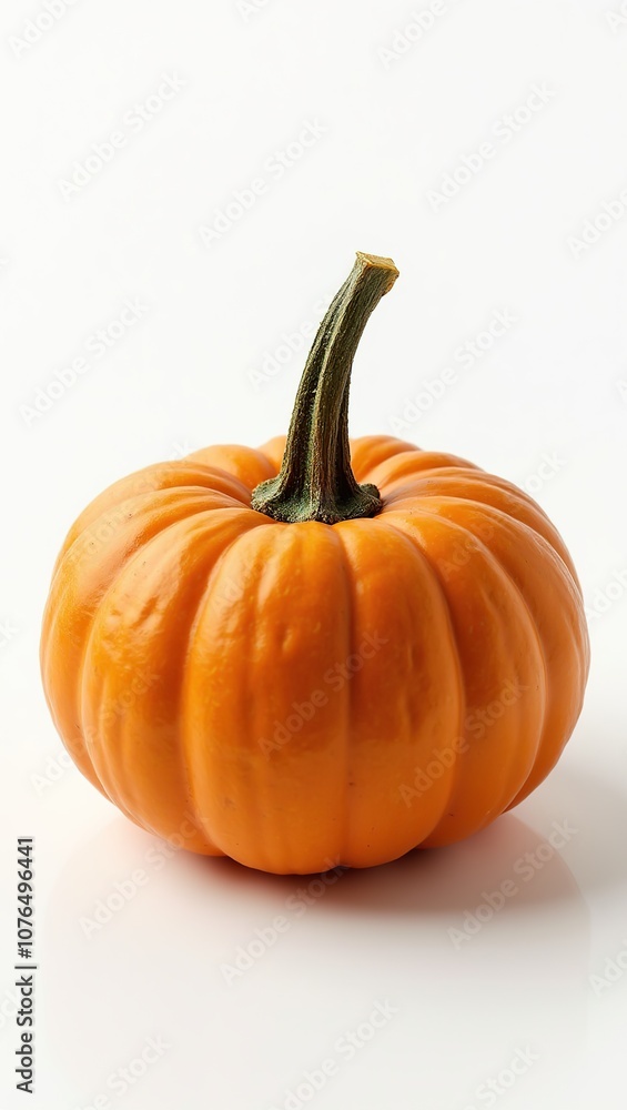 Obraz premium Macro image of a vibrant orange pumpkin on white background