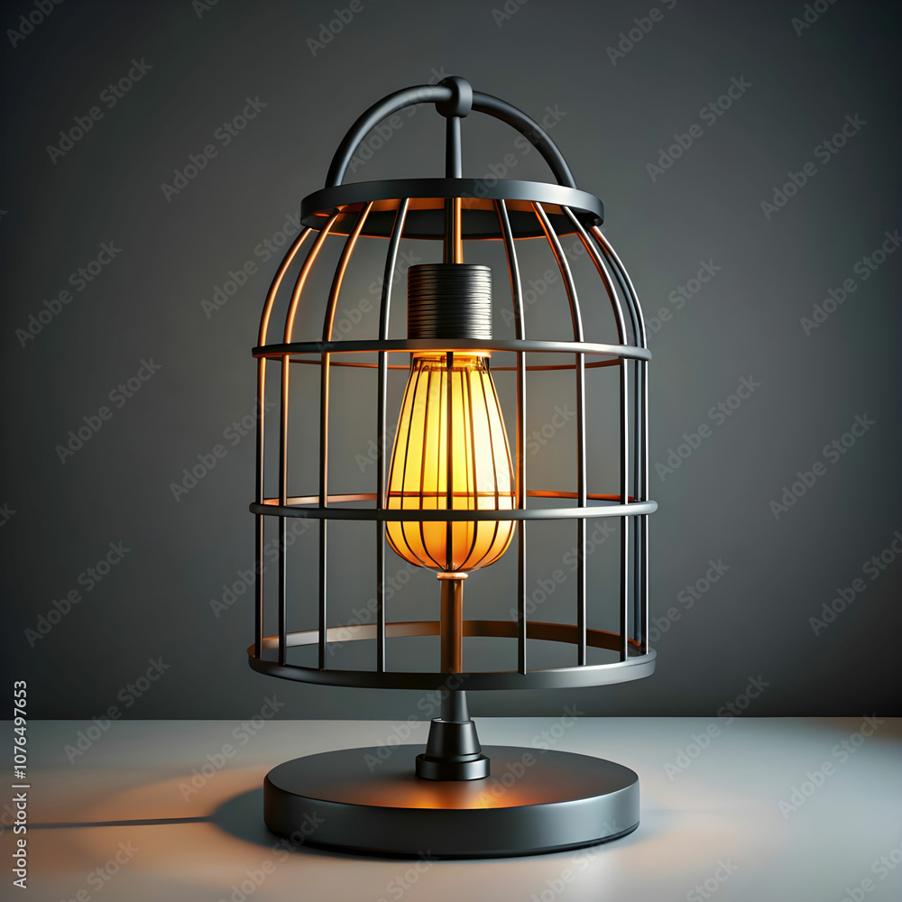 a caged lamp for use in an office setting in the table a caged lamp for use in an office setting in the table