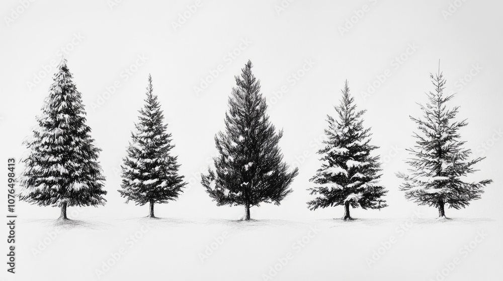 Fototapeta premium A group of trees covered in snow