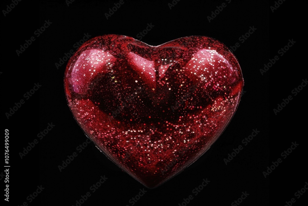 A simple and bold illustration of a shiny red heart against a dark background A simple and bold illustration of a shiny red heart against a dark background