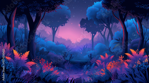 Serene Mountain Landscape With Vivid Sunset and Colorful Foliage