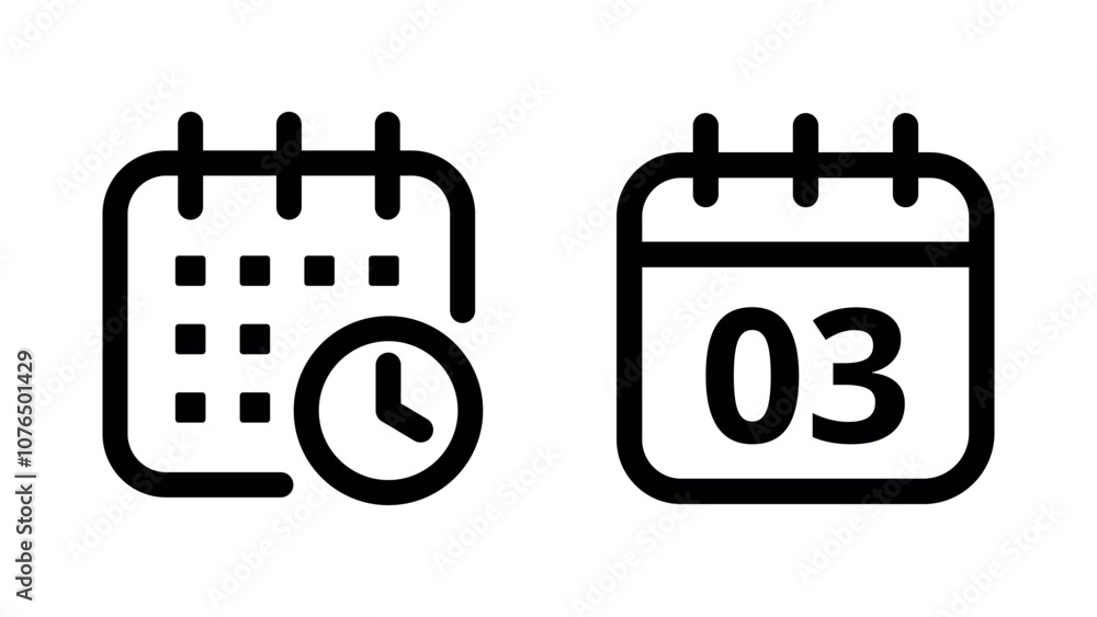 Simple flat hollow calendar icons isolated on transparent background for websites and graphic resources. Calendar icon with specific day marked, day 03. Simple flat hollow calendar icons isolated on transparent background for websites and graphic resources. Calendar icon with specific day marked, day 03.