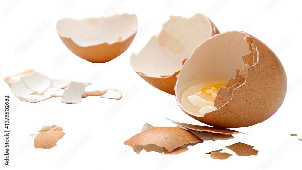 Broken eggshell on transparent background. Broken eggshell on transparent background.