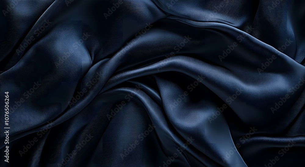 Fototapeta premium Black silk fabric and background. Creating a simple yet elegant abstract composition with digital art style patterns, can be used as wallpaper or background in graphic design projects.