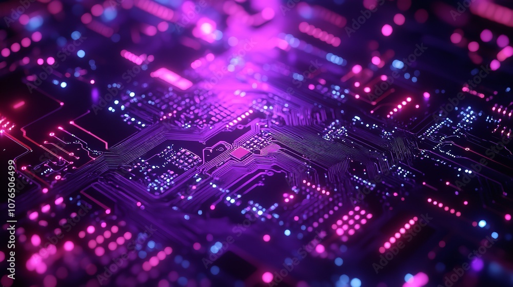 Develop an abstract background symbolizing the synergy between processor chips, blockchain technology, and the tech environment. Develop an abstract background symbolizing the synergy between processor chips, blockchain technology, and the tech environment.