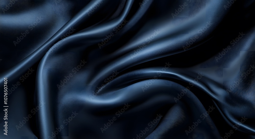 Fototapeta premium Black silk fabric and background. Creating a simple yet elegant abstract composition with digital art style patterns, can be used as wallpaper or background in graphic design projects.