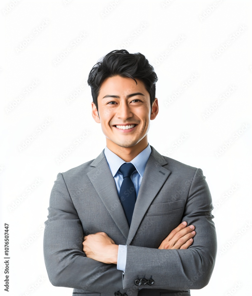 Confident Asian Businessman in Suit Smiling with Arms Crossed Confident Asian Businessman in Suit Smiling with Arms Crossed