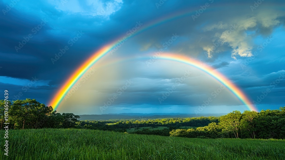 Double Rainbow over Lush Green Fields Double Rainbow over Lush Green Fields