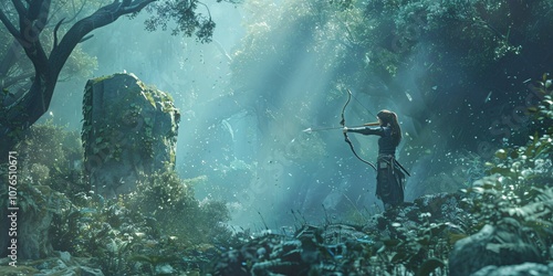 Wallpaper Mural Mystical Forest Archery: Ancient Skills for Modern Warriors, Archery Training in the Heart of an Ancient Forest - A Journey to Mastery  Torontodigital.ca