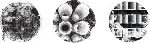 Vector rough edges badges set .Grunge set of textured black labels . Pack of vector stickers. Grunge circle stamps, insignias, labels, tags for your design. Grunge textured black vector rubber stamps