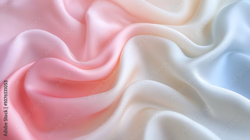 Abstract Draped Fabric in Pastel Pink, White, and Blue Abstract Draped Fabric in Pastel Pink, White, and Blue