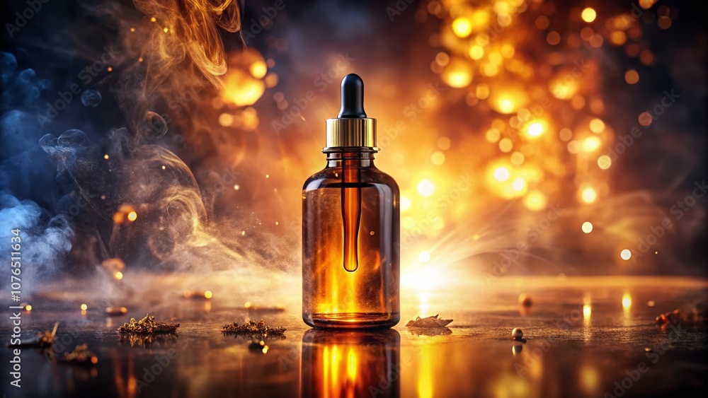 Moody Aesthetic of Amber Glass Dropper Bottle with Light and Shadow Play for Product, Healthcare, or Beauty Advertisements in a Surreal Environment Moody Aesthetic of Amber Glass Dropper Bottle with Light and Shadow Play for Product, Healthcare, or Beauty Advertisements in a Surreal Environment