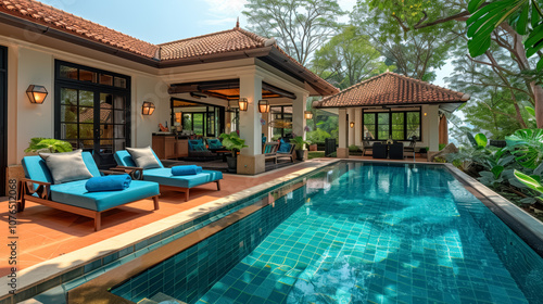 Wallpaper Mural Interior and exterior design of luxury pool villa Torontodigital.ca