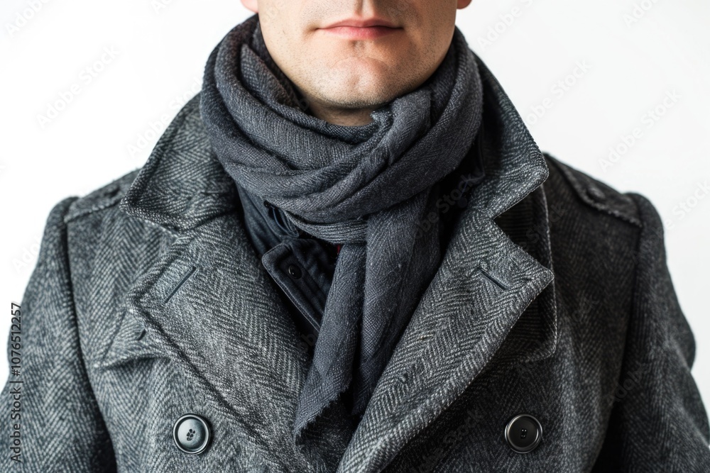 A man dressed in winter clothing, ready for the cold weather A man dressed in winter clothing, ready for the cold weather
