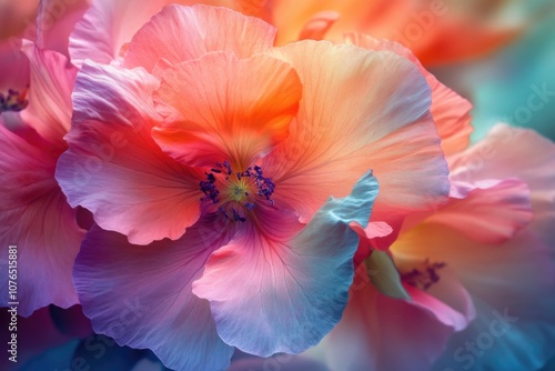 Close-up of a single pink flower against a bright blue background, suitable for use in designs about nature, beauty, or serenity