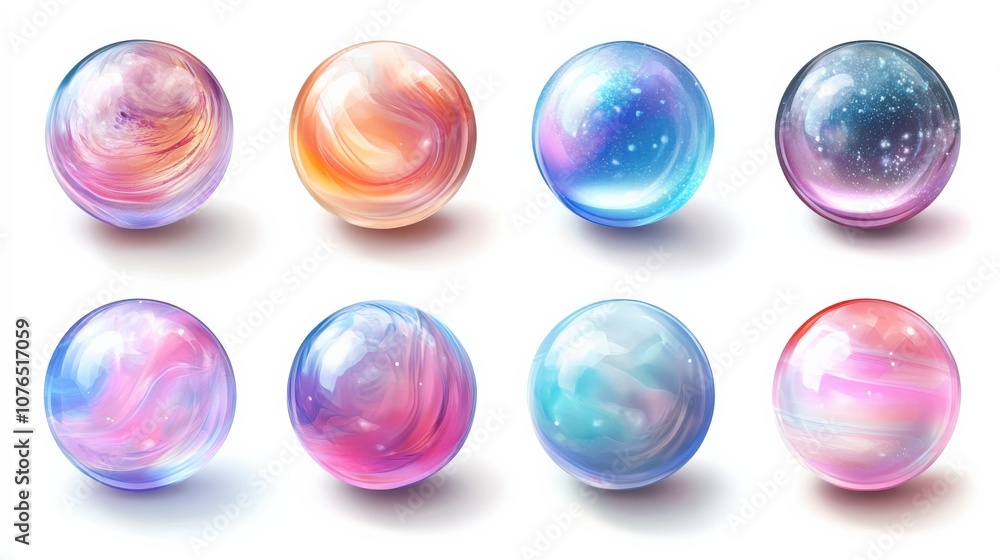 Colorful and Ethereal Glass Marbles with Cosmic Swirls and Shine Colorful and Ethereal Glass Marbles with Cosmic Swirls and Shine