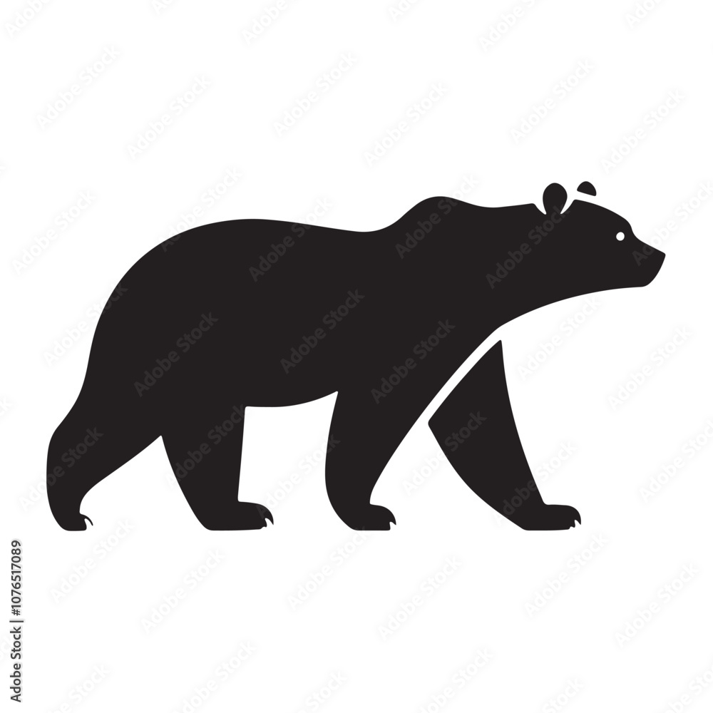 Fototapeta premium Vector black silhouette of a bear isolated on a white background.