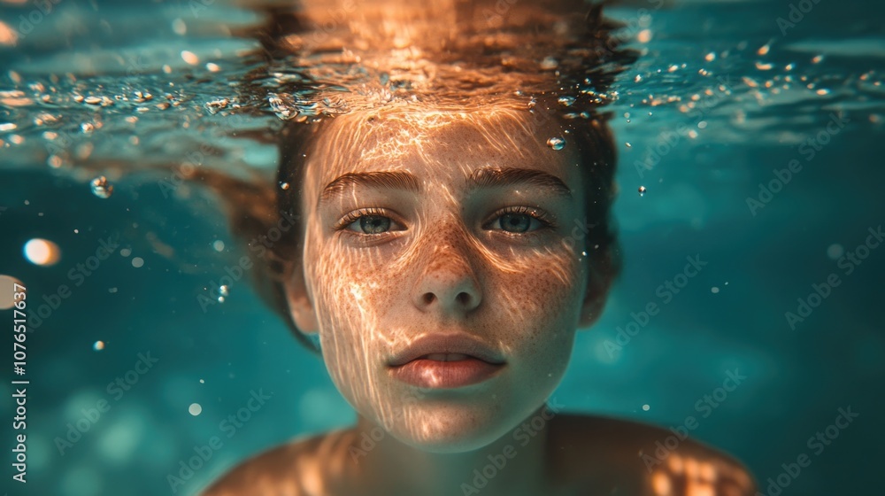 Fototapeta premium Swimmer underwater in a pool, great for fitness or exercise concepts