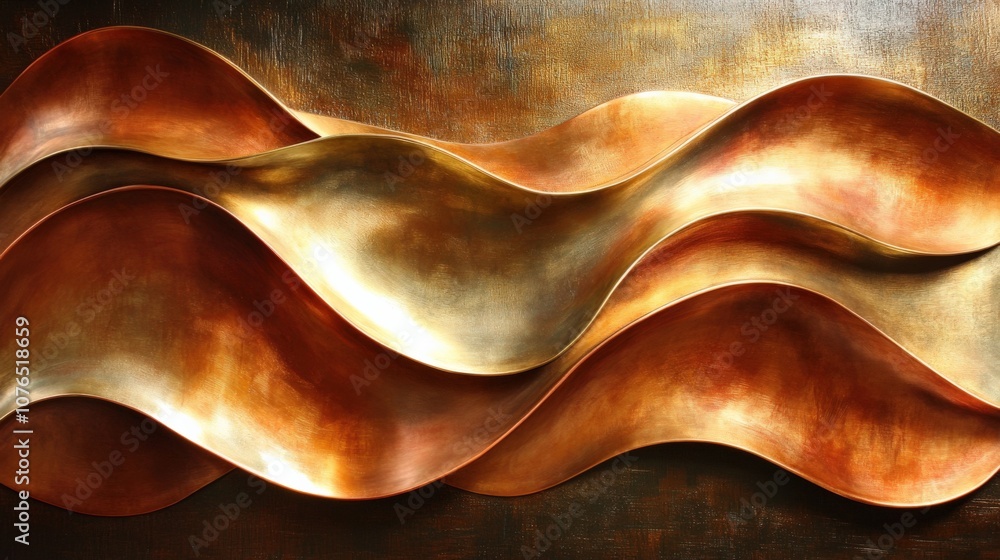 Elegant Abstract Waves in Warm Metallic Tones Elegant Abstract Waves in Warm Metallic Tones