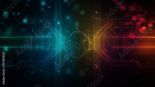 A beauty futuristic abstract background in a high-tech style. Shining lines and patterns resembling neural networks, connections, and digital circuits.