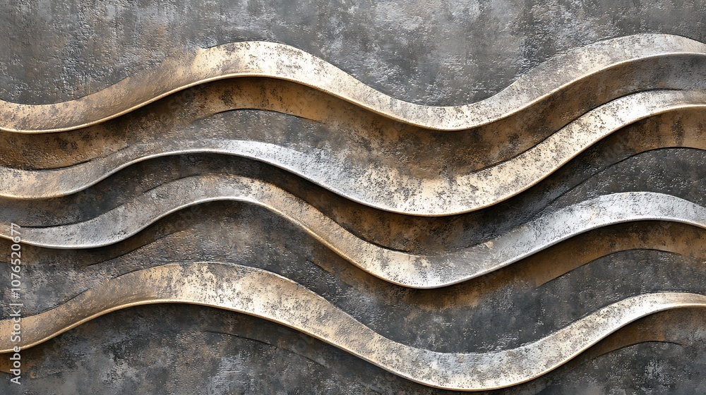 Abstract Wave Pattern in Metallic Gold and Gray Abstract Wave Pattern in Metallic Gold and Gray