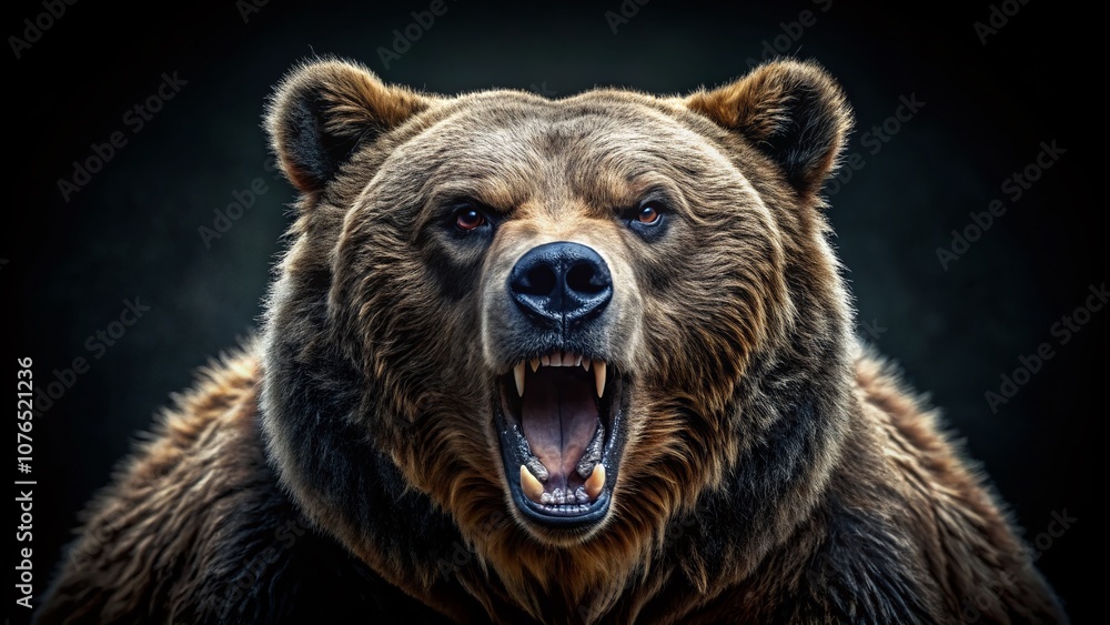 Powerful Bear Silhouette Ready to Roar in Anger Isolated on Solid Black Background for Captivating Wildlife Photography Powerful Bear Silhouette Ready to Roar in Anger Isolated on Solid Black Background for Captivating Wildlife Photography