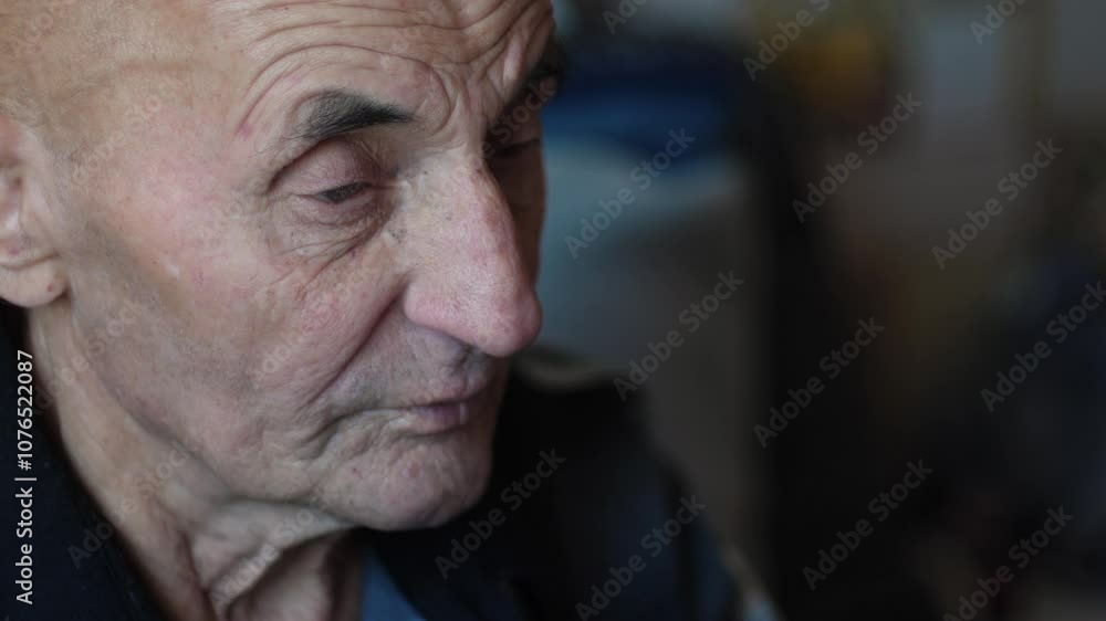 portrait of serious caucasian elderly man 70-75 years old staying at home, concept elderly people of retirement age, real people portrait of serious caucasian elderly man 70-75 years old staying at home, concept elderly people of retirement age, real people