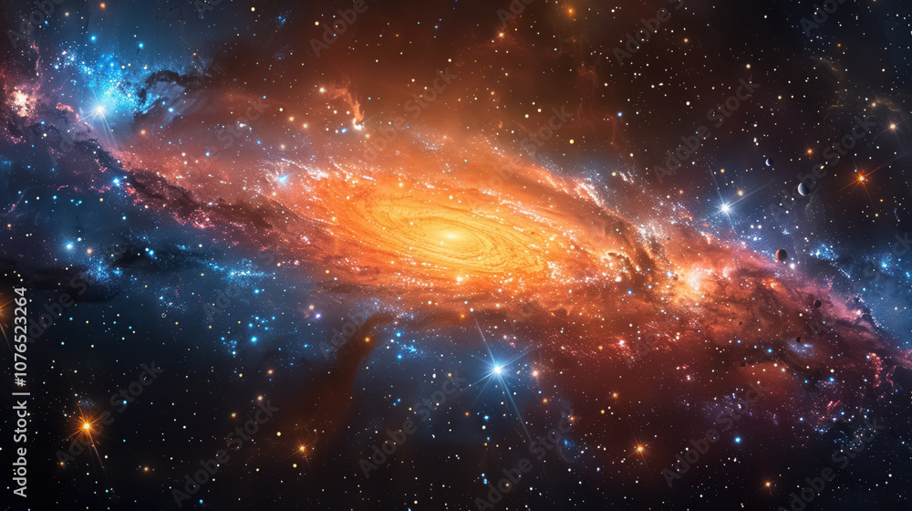 Obraz premium Space background with stardust and shining stars. Realistic cosmos and color nebula. Colorful galaxy