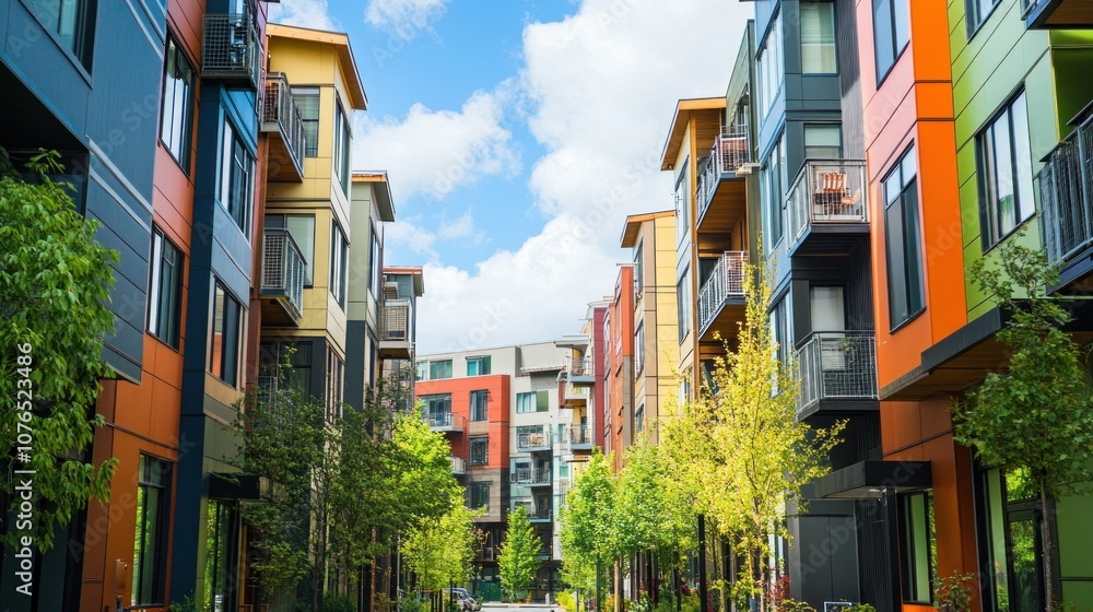 Fototapeta premium Colorful Modern Apartment Buildings