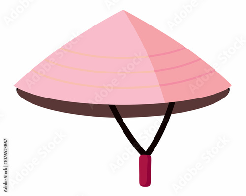 Chinese or vietnamese triangle hat. Bamboo hat. Rice hat. Vector graphic illustration. Isolated