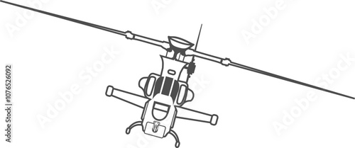 AH-1Z Viper attack helicopter, dark gray outline, front view icon.