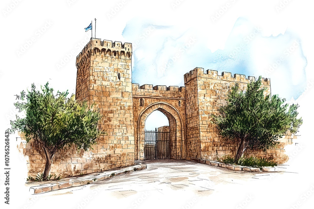 Obraz premium Bahrain National Castle Draw 