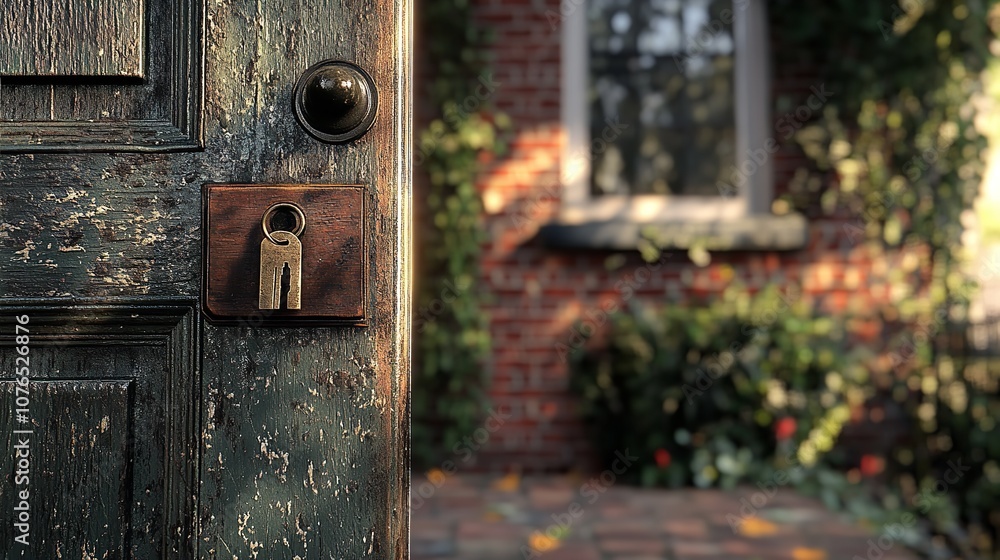Open door with keys , new home concept Focus on a key new chapter in homeownership. Open door with keys , new home concept Focus on a key new chapter in homeownership.