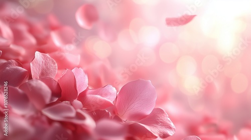 Soft pink background with various pink petals of roses