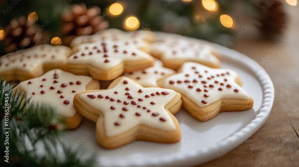 christmas cookies on white plate christmas cookies on white plate