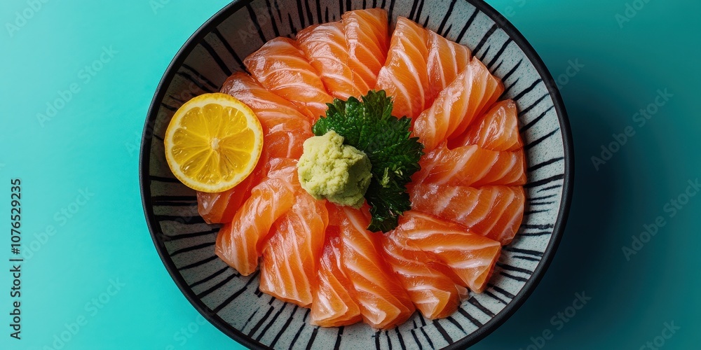 Sea Bream Sashimi on decorative plate Product photogr Sea Bream Sashimi on decorative plate Product photogr