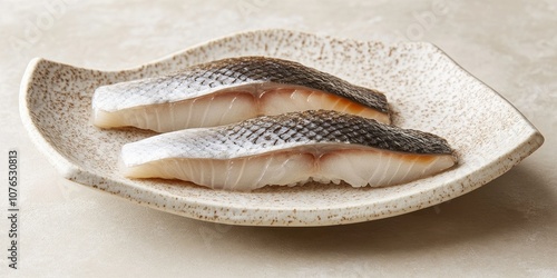 Sea Bream Sashimi on decorative plate Product photogr photo