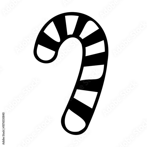 Candy cane doodle vector icon.