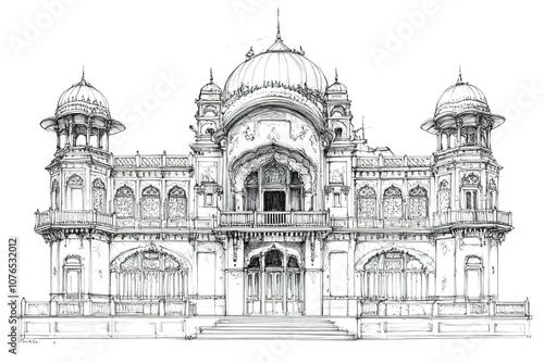 Sketch inspiration Holy Galta Temple. Jaipur, Rajasthan, India.
 photo