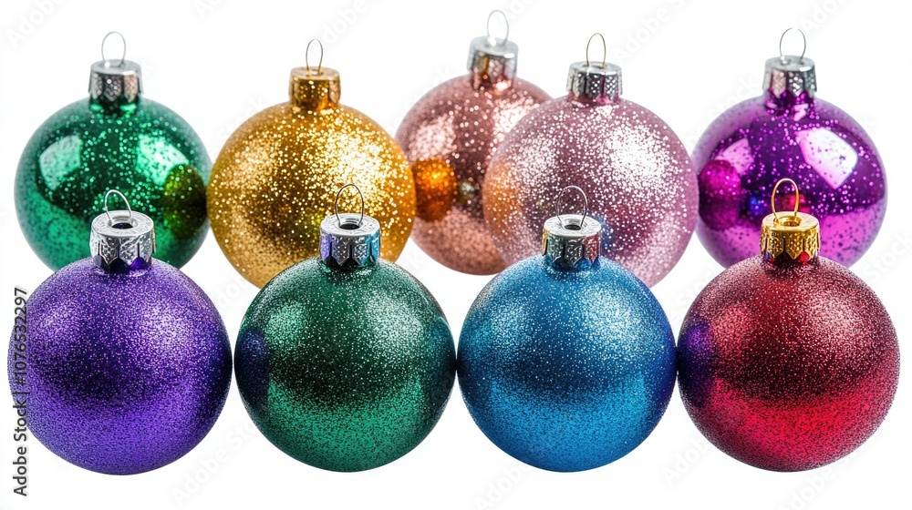Decorative Christmas ornaments on a white background Decorative Christmas ornaments on a white background